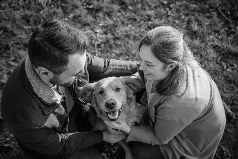 An early spring pre-wedding photo shoot in Staunton Country Park in Hampshire. Dogs are welcome to come on engagement shoots