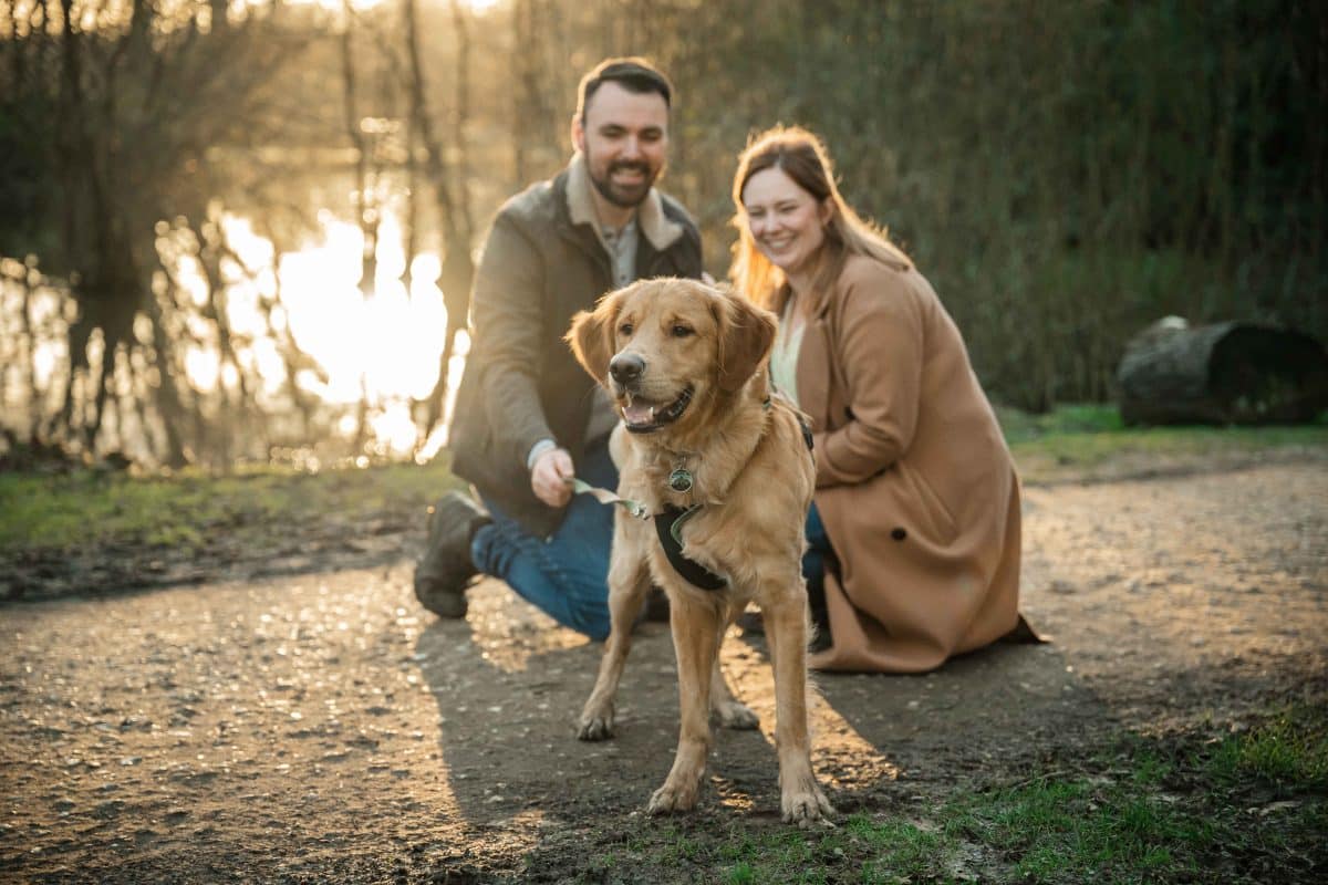 An early spring pre-wedding photo shoot in Staunton Country Park in Hampshire. Dogs are welcome to come on engagement shoots