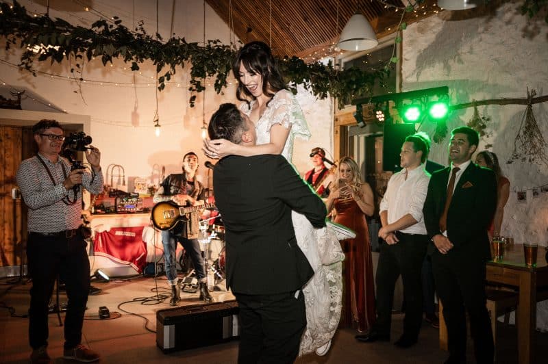 Bride and groom first dance at River Cottage, a Devon wedding venue